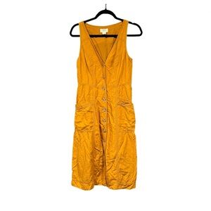 Maeve by Anthropologie Women’s Mustard Yellow Front Button Jumper Dress Size‎ 6